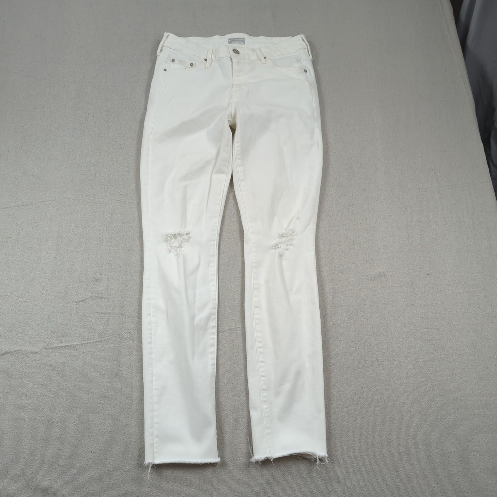 Mother Jeans Womens 26 White Looker‎ Ankle Fray Skinny Little Miss Innocent